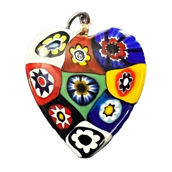Boho Heart Charm with Necklace Circle 1" Cute Floral Hippie Jewelry - Picture 6 of 8